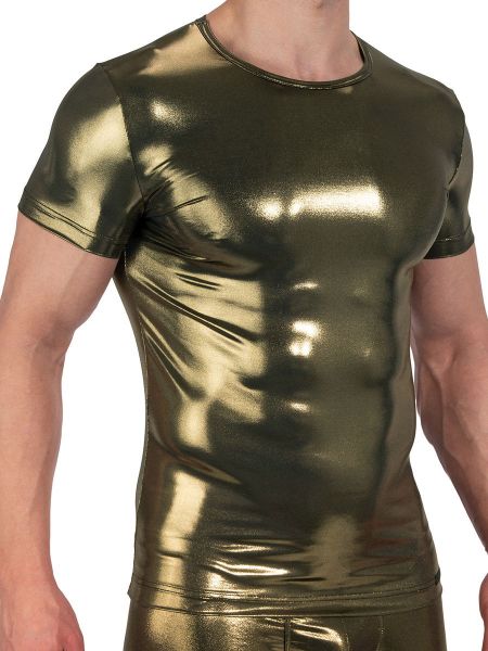MANSTORE M2338: Casual T-Shirt, gold/schwarz